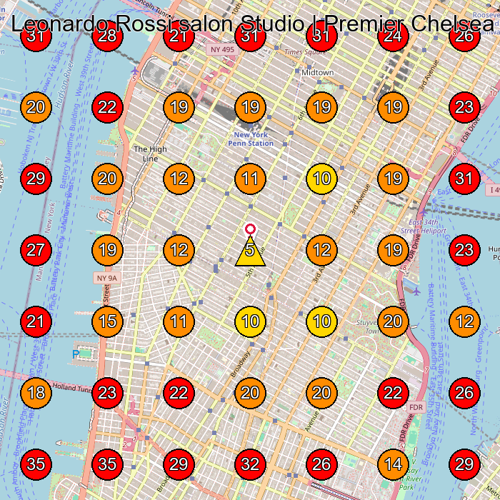 Leonardo Rossi salon Studio | Premier Chelsea Stylist GeoGrid visibility map for Hair Salon in New York